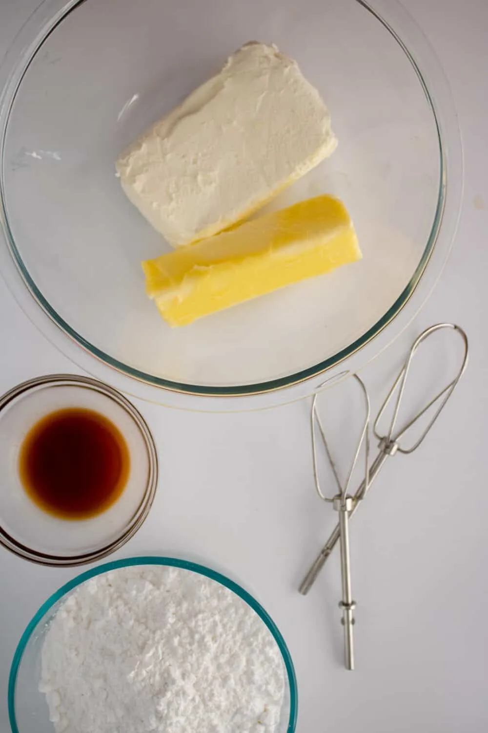 Ingredients to make cream cheese frosting