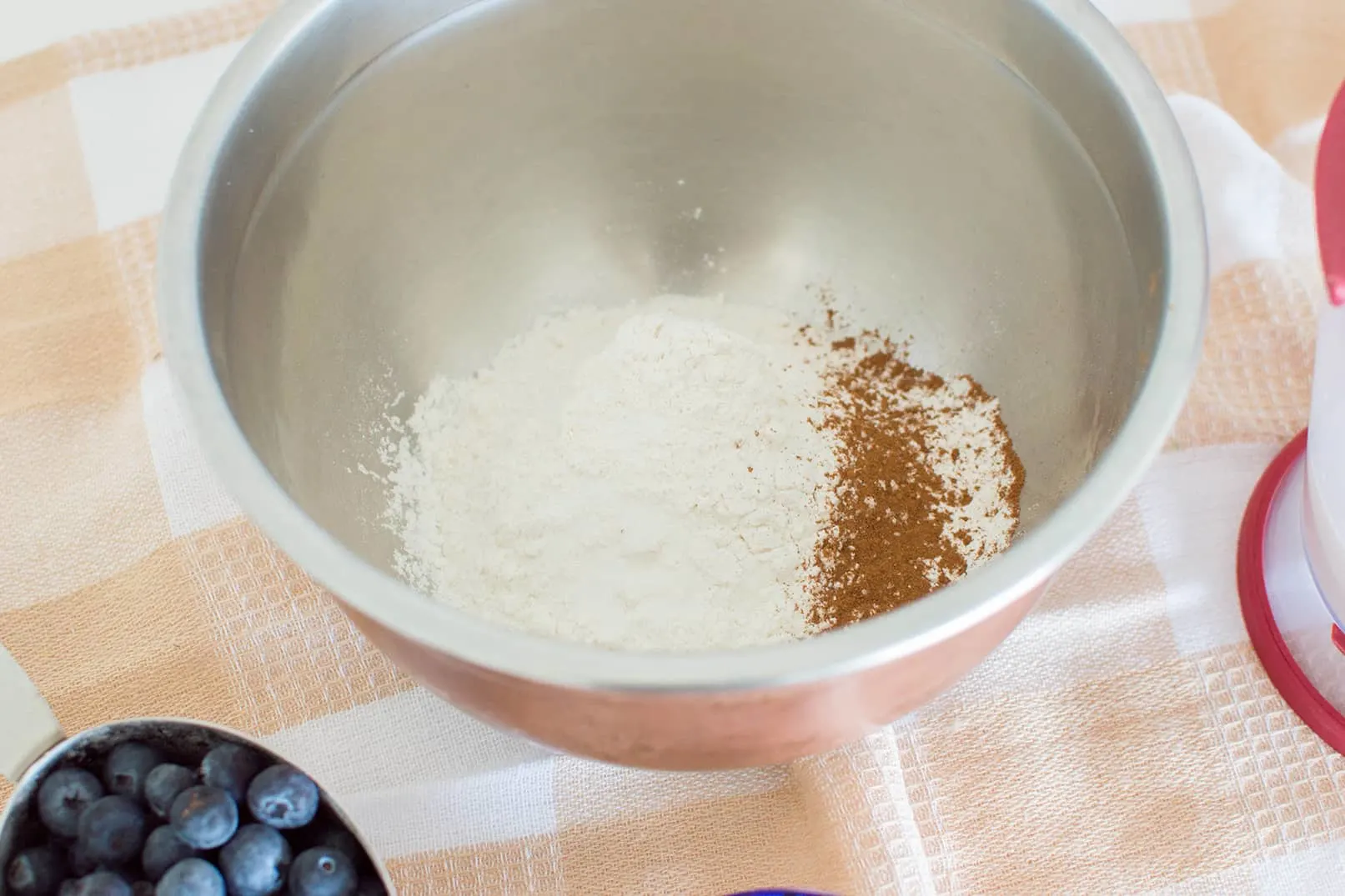 Ingredients needed for homemade blueberry pancakes