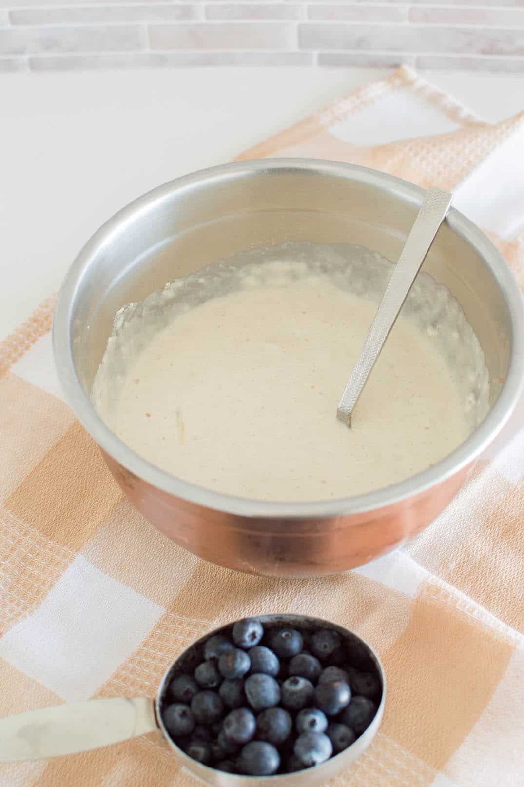 Mixing batter for pancakes