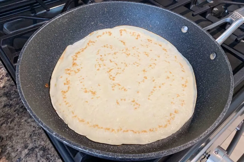 Crepes in a skillet