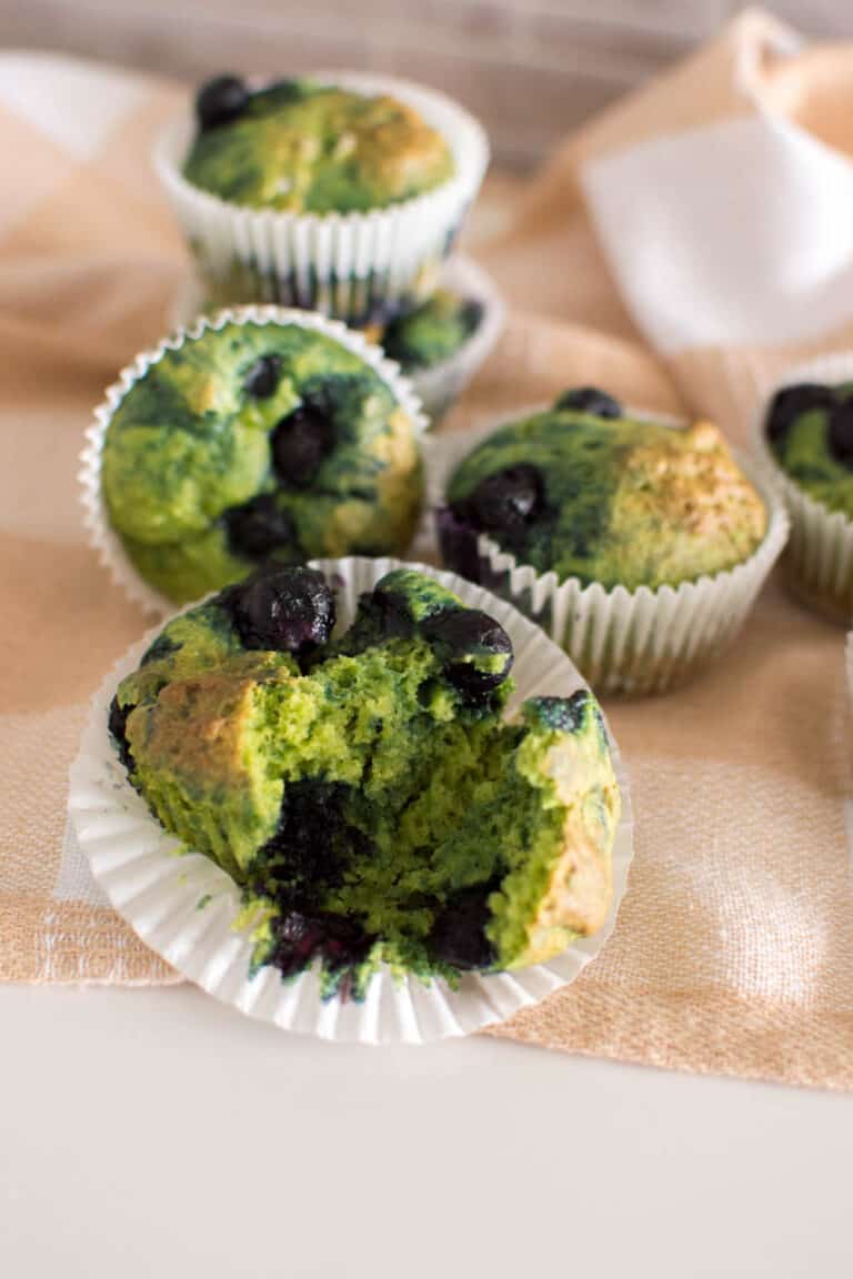Blueberry Leprechaun Spinach Muffins
