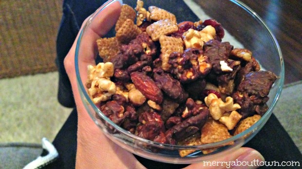 Awards Show Worthy Caramel Corn and Chocolate Chex Mix