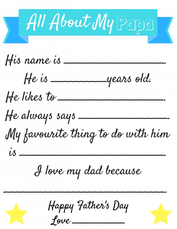 All About my Papa Printable