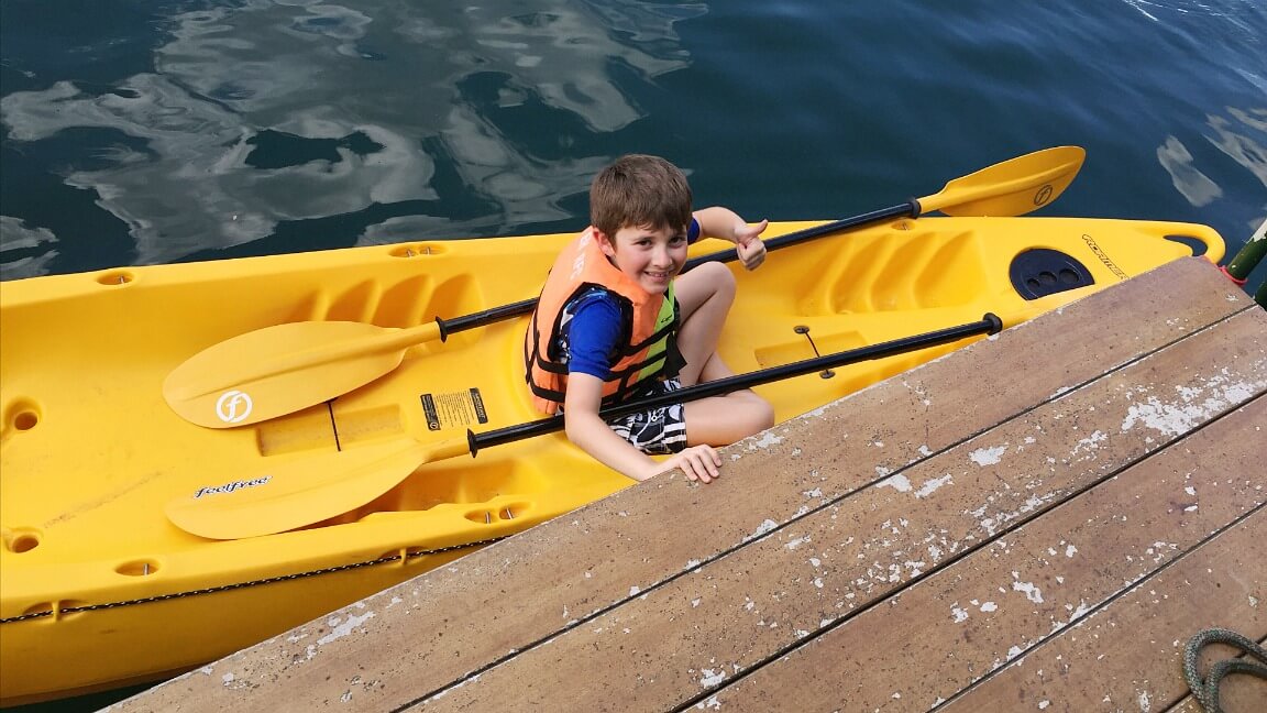 Evan loved the kayaks