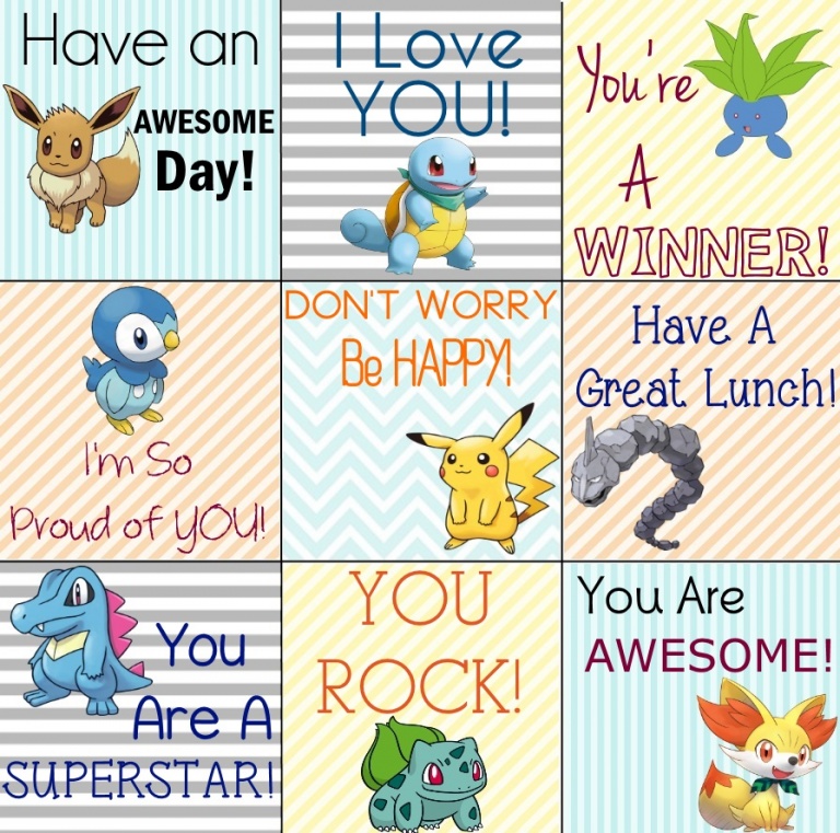Pokemon Printable Lunch Notes for Your Little PokeMaster - Merry About Town