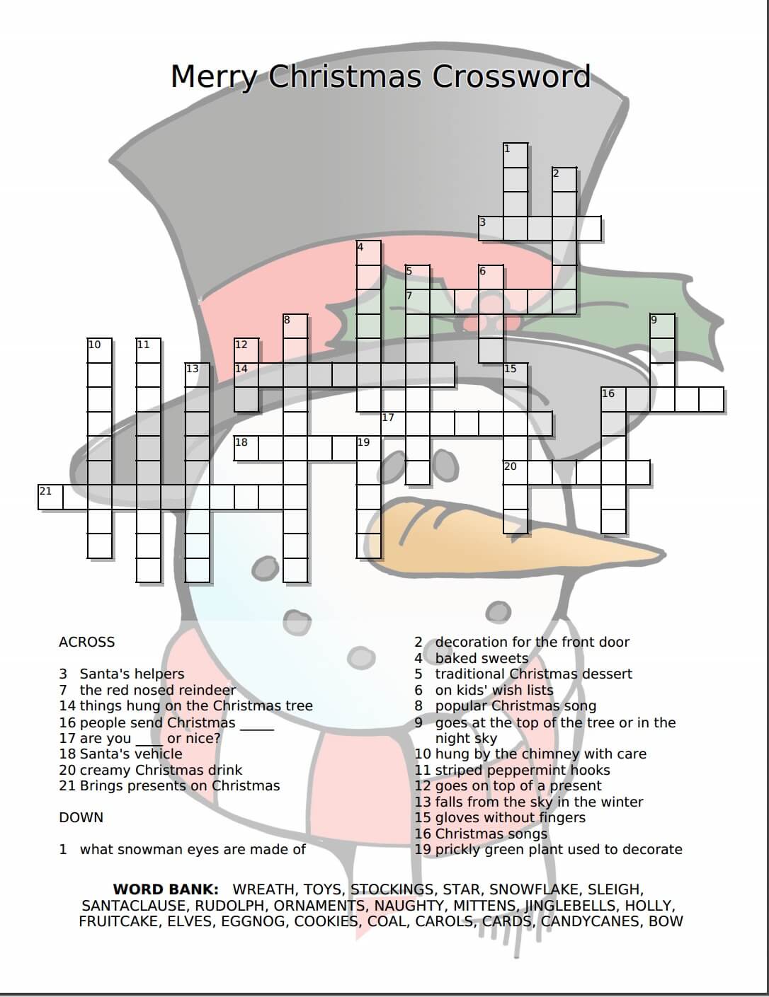 Merry Christmas Crossword Free Printable Merry About Town