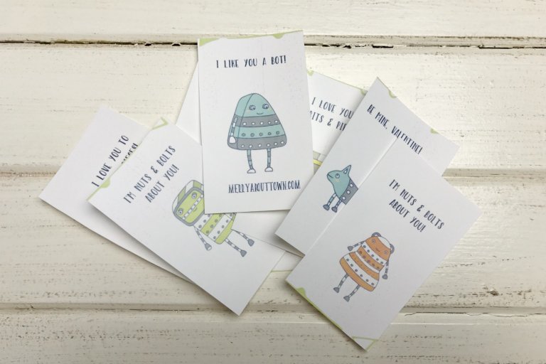 Free Printable Valentines Cards Robots