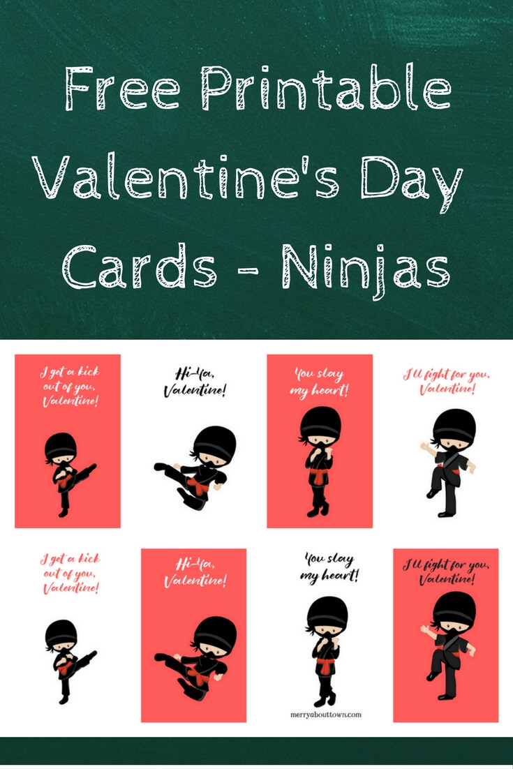 Free Printable Valentine Cards - Ninjas - Merry About Town