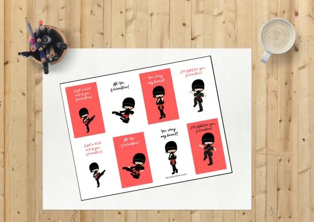 Ninja Printable Valentine's Cards