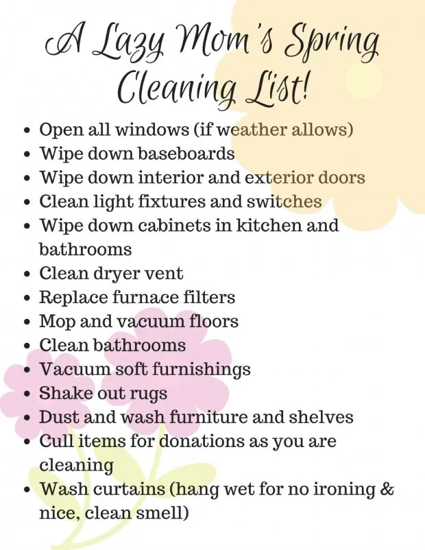 Printable Spring Cleaning List