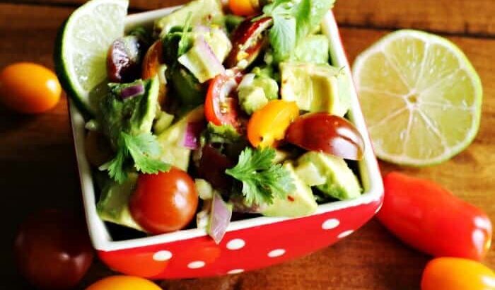 Tomato Avocado Salad with Cilantro Lime Dressing