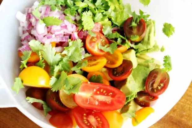 Tomato Avocado Salad with Cilantro Lime Dressing