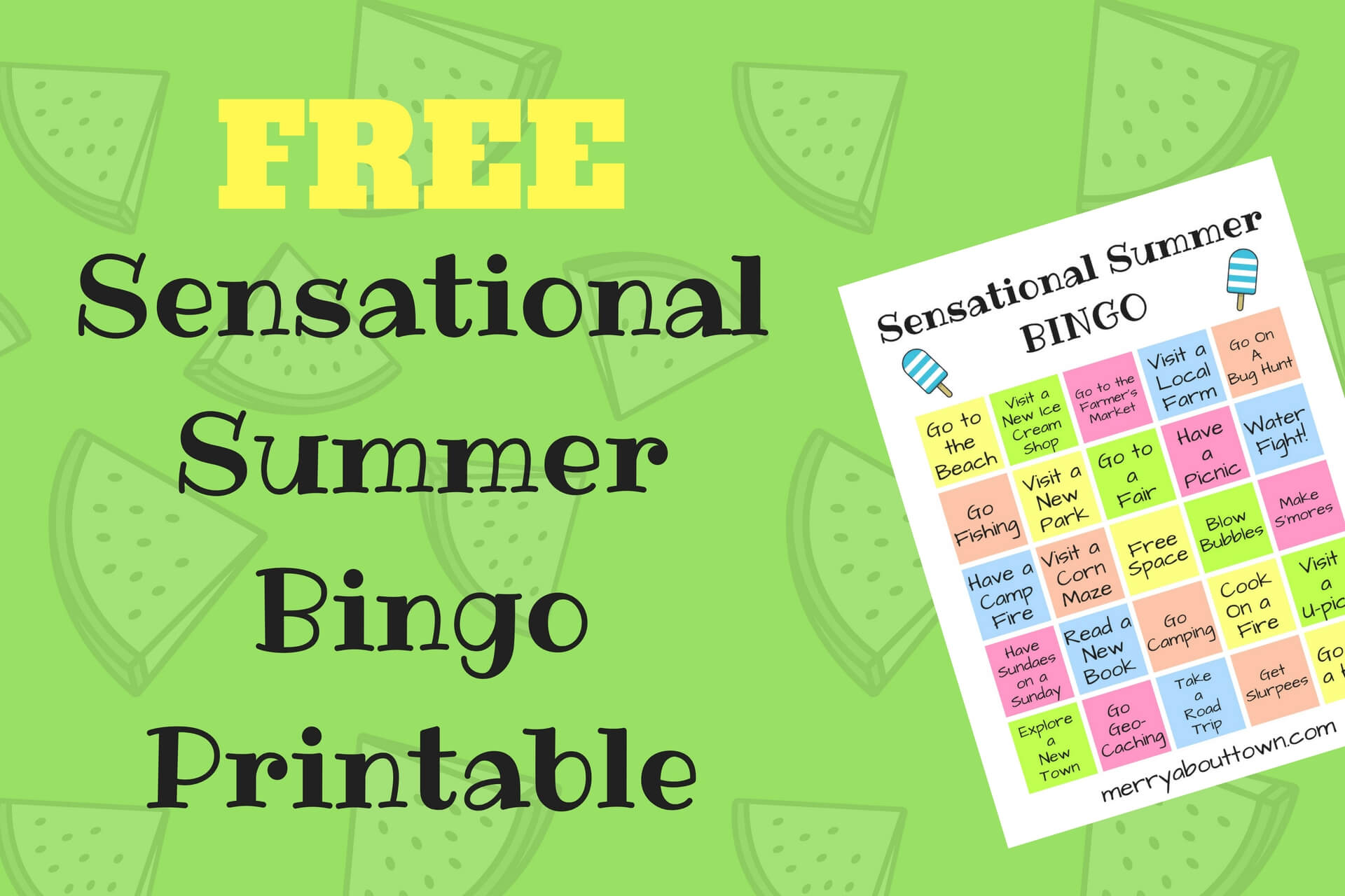 Sensational Summer Printable Bingo Card