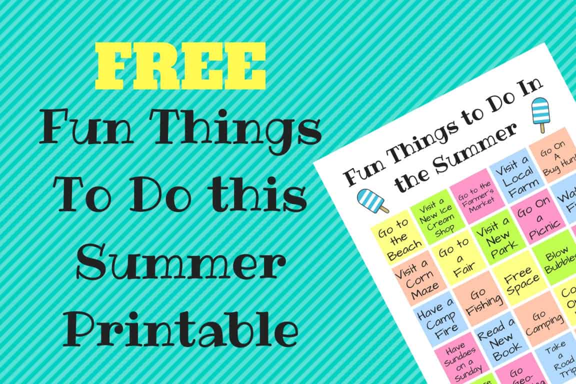 Fun Things to Do In the Summer Printable