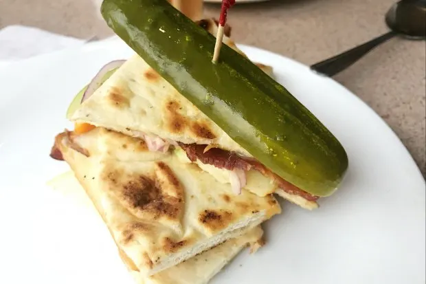 Cheese, Apple and Bacon on Naan Bread