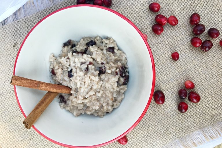 Creamy Cashew Milk Rice Pudding with Cranberries