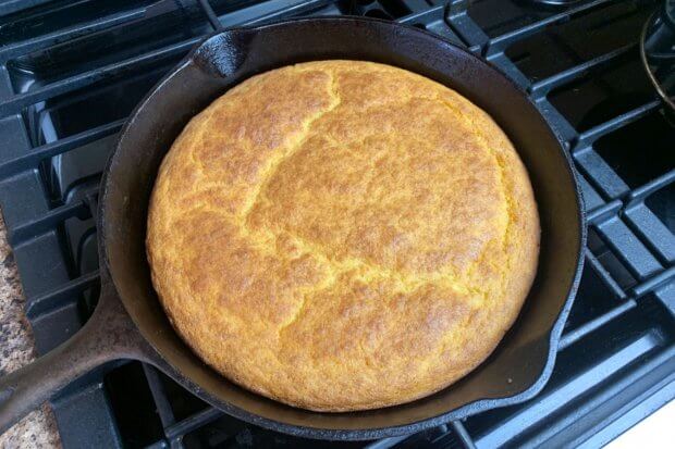Skillet Cornbread out of the oven