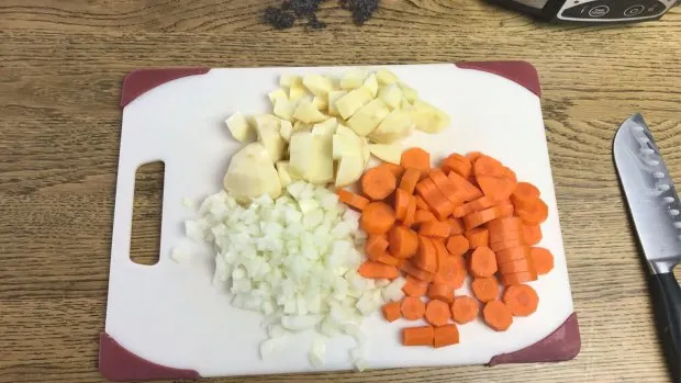 Onion, carrots and potato chopped