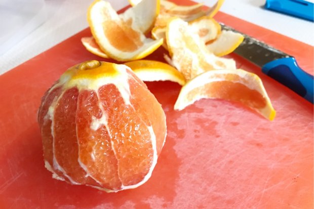 Peeling the oranges for ambrosia