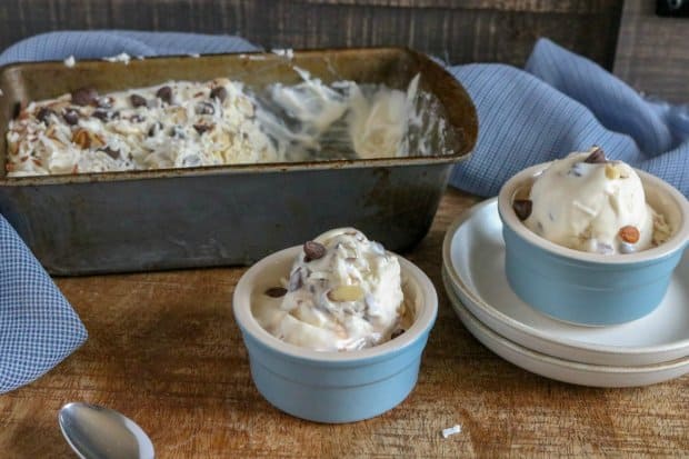 Almond Joy No-Churn Ice Cream in dishes