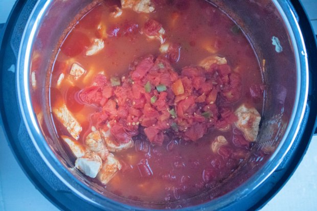 chicken, tomatoes and tomato sauce in the IP