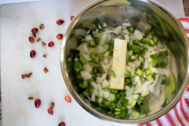 Celery, onions and butter in the IP