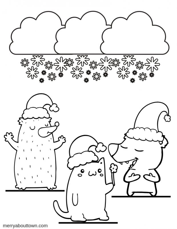 Danding Animal Christmas coloring page