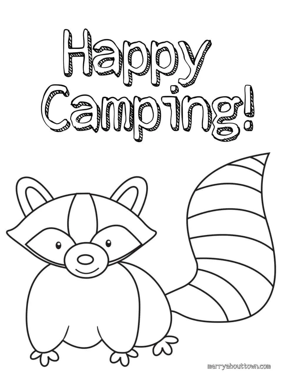 Camping Activities for Kids - happy camping coloring sheet
