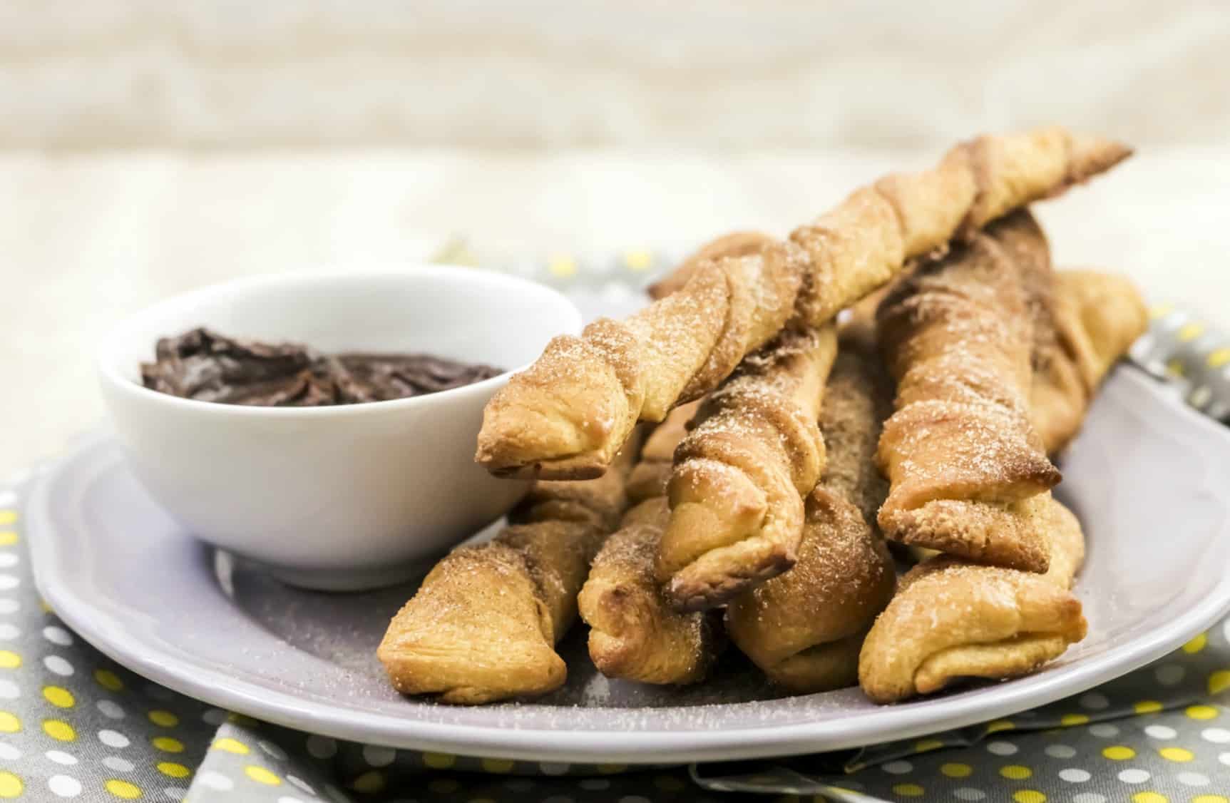 Baked Churros with Mexican Chocolate Sauce