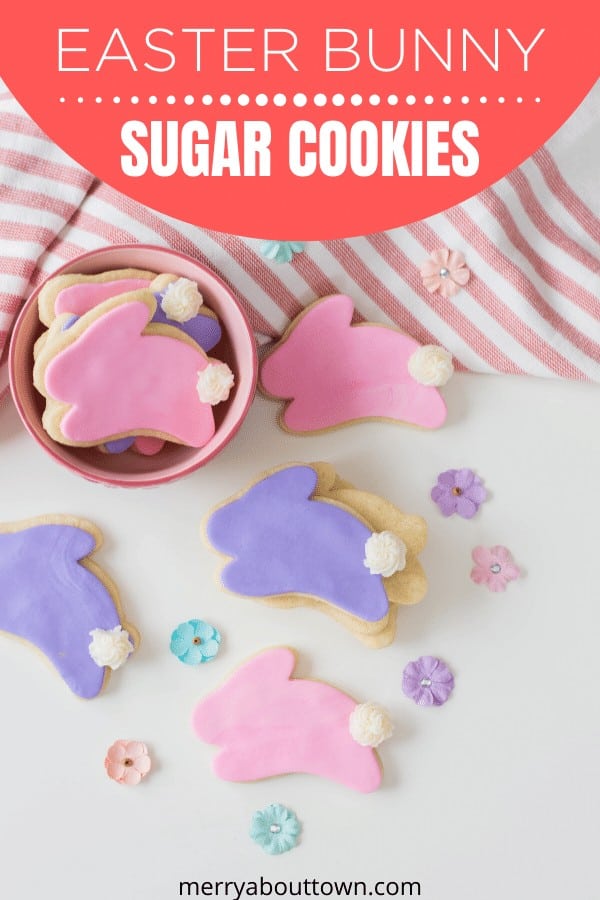 Easter bunny sugar cookies in pink and purple