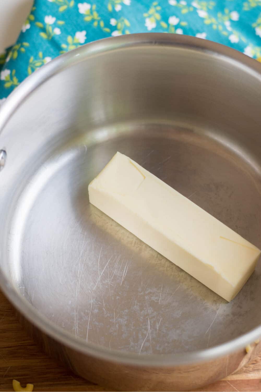 melting butter for cheese sauce for baked macaroni and cheese