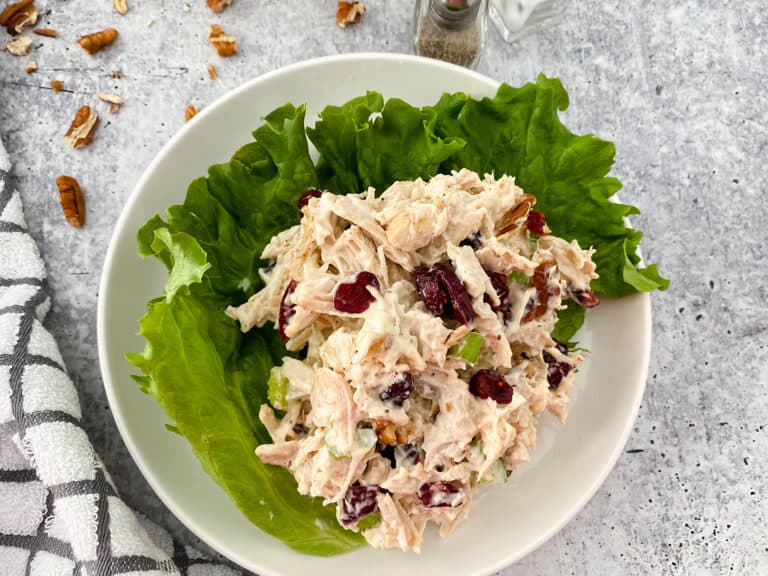 This leftover chicken salad is packed with flavor and includes delicious ingredients like pecans, honey mustard and apple cider vinegar. Check it out for yourself! Make good use of leftovers!