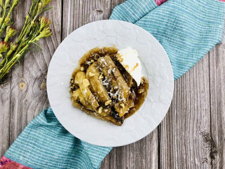 This dessert is bananas - literally! My unique Bananas Foster recipe is made straight in the slow cooker and SO simple to whip-up! Best served with a scoop of vanilla ice cream and over pound cake.