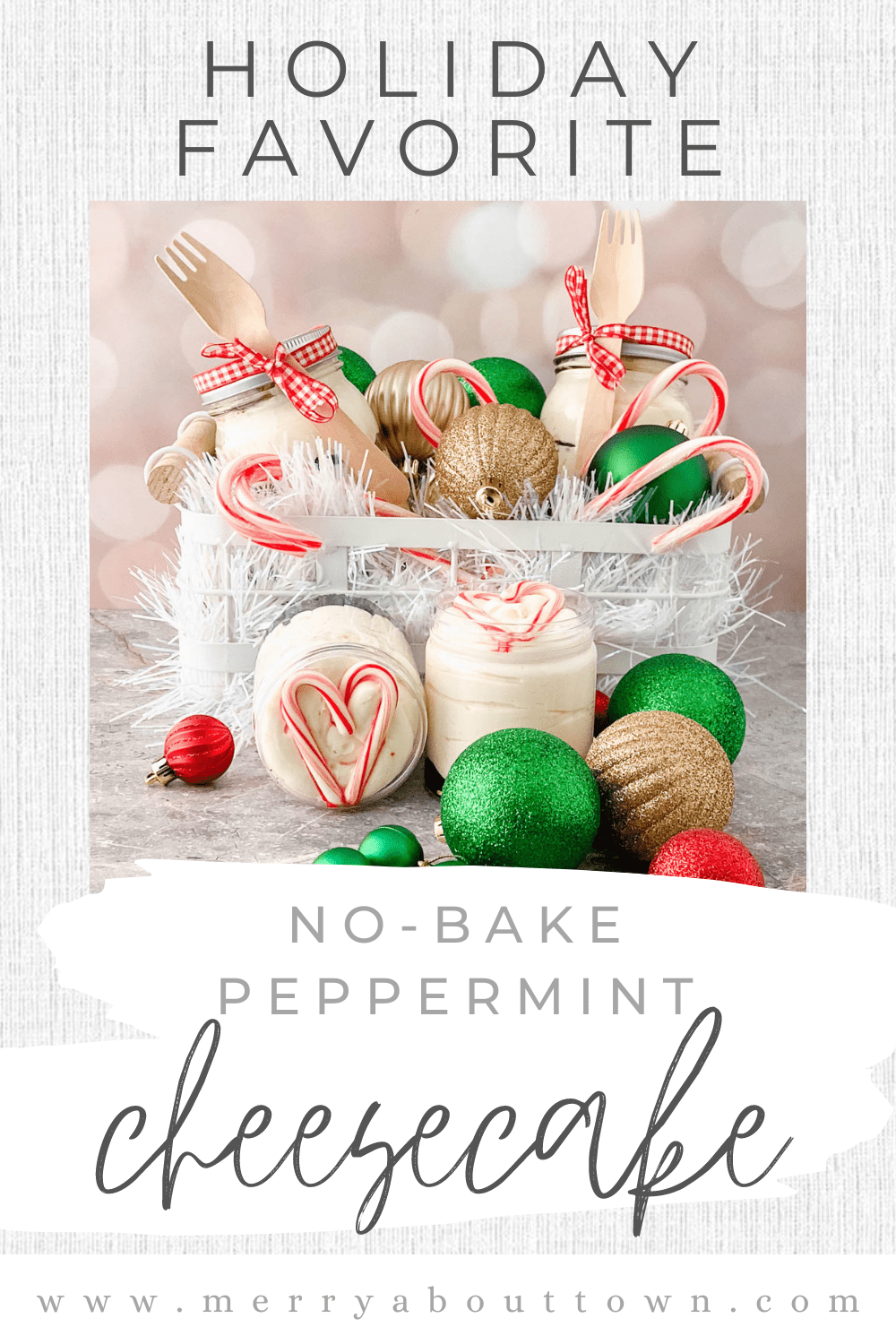 These No-Bake Peppermint Cheesecake Jars are filled with delicious ingredients like crushed chocolate sandwich cookies, cream cheese, condensed milk and peppermint candy. Served in individual jars, this dessert is fantastic to serve at parties.