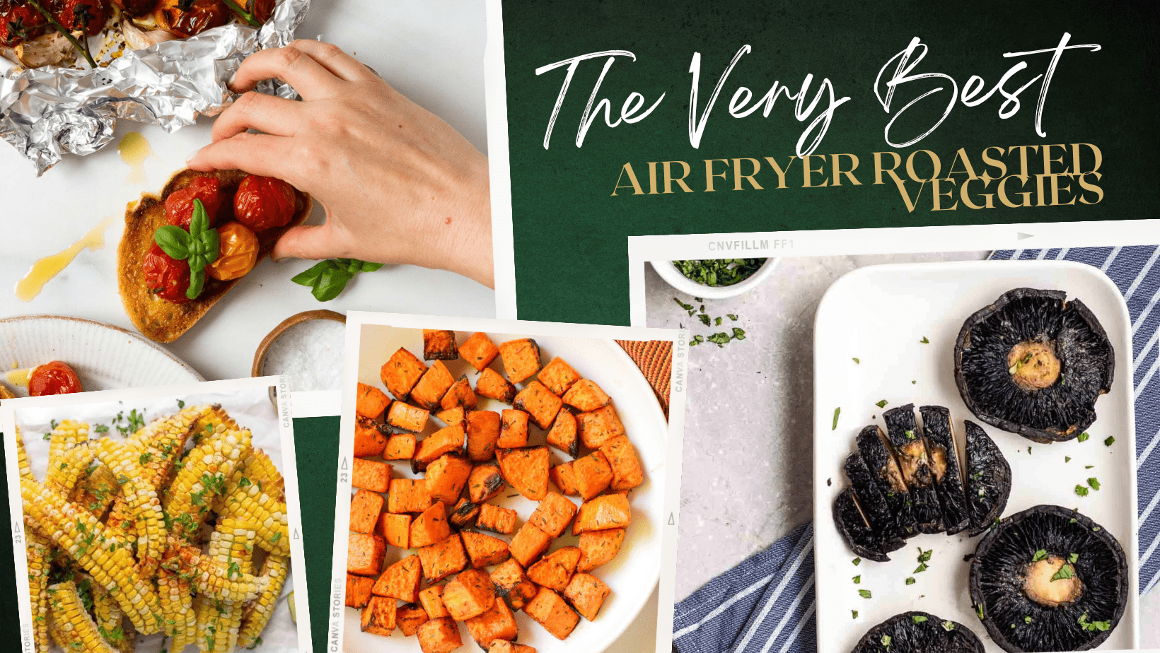 A collage of air fryer side dishes: featuring vegetable side dishes.