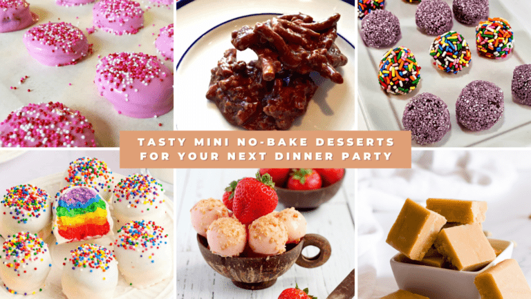 A collage of no-bake mini desserts that make for the best sweets to serve at your next dinner party
