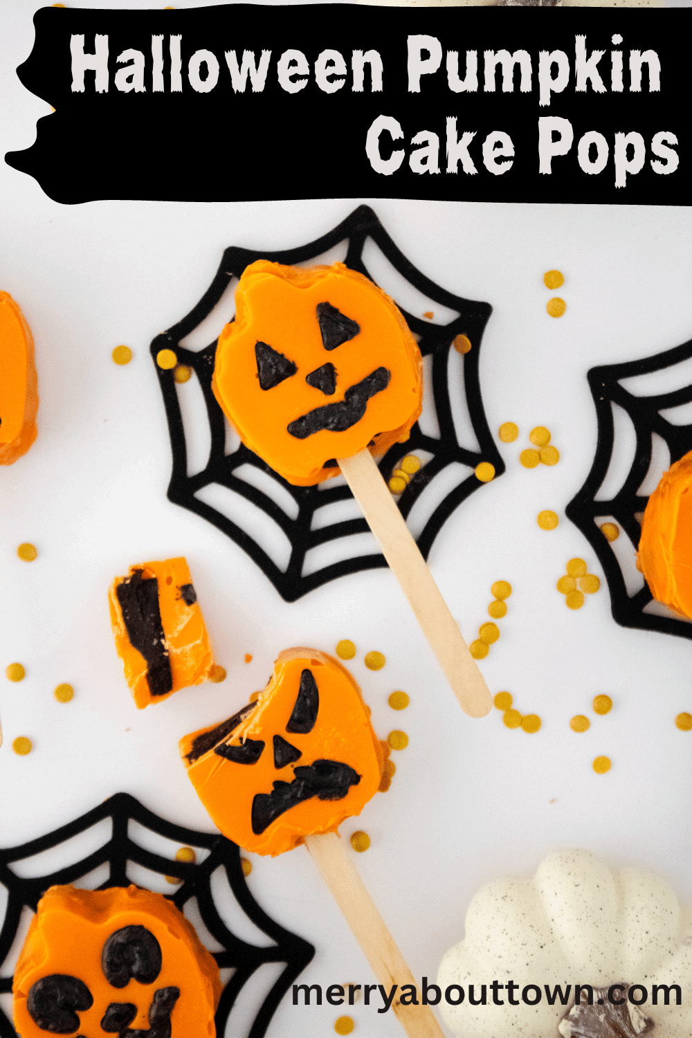 Halloween Pumpkin Cake Pops pin for Pinterest