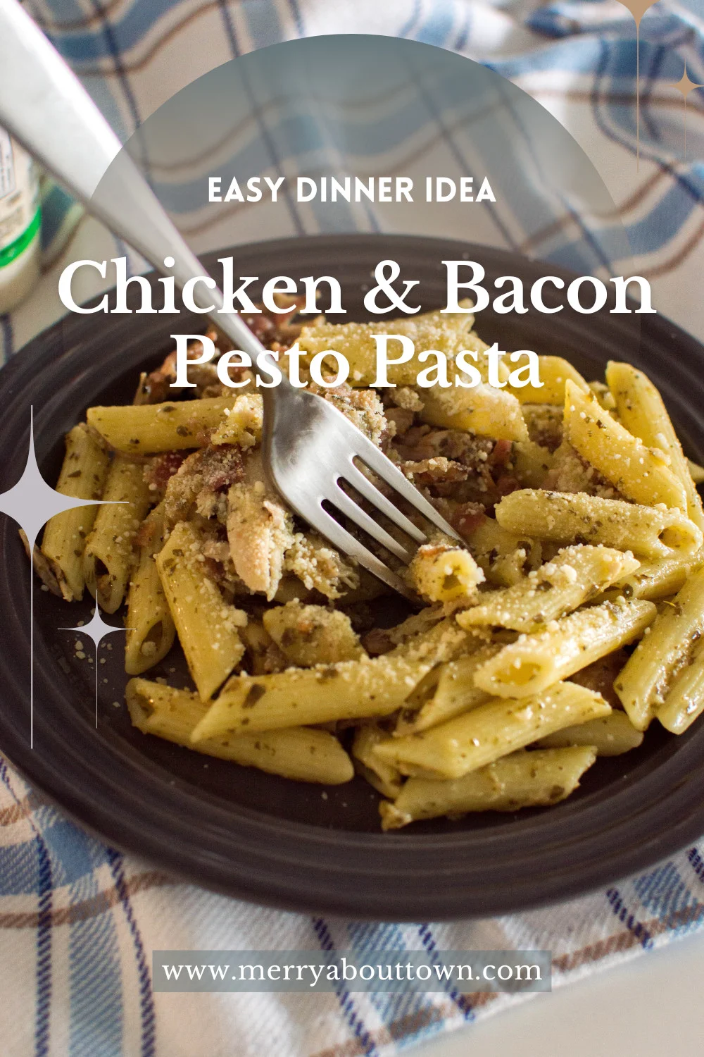 Busy weeknights call for Bacon and Chicken Pesto Pasta! This fragrant dish is a lifesaver - homemade with shortcuts for a delicious meal in minutes!