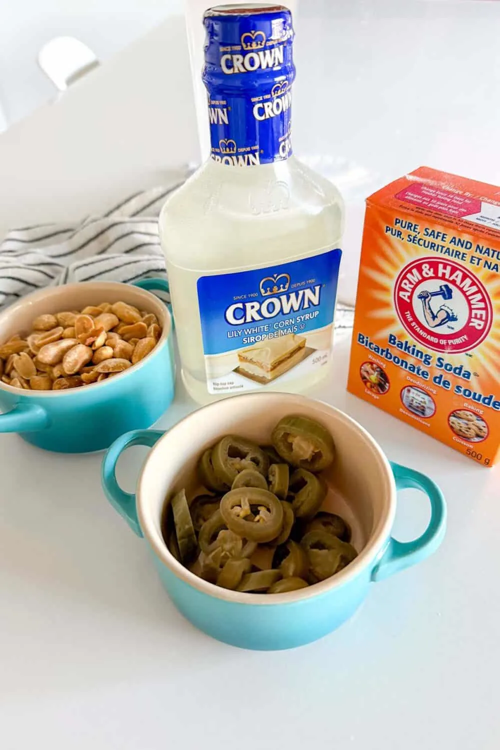 Close up of ingredients needed to make Jalapeno Peanut Brittle