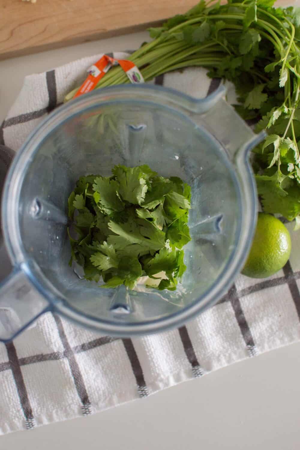 Ingredients for Easy Jalapeno Aioli Recipe going into a blender